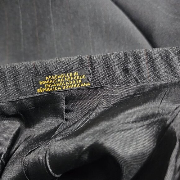 Towncraft Blazer 46R Black Jacket Sport Coat Striped Polyester Worsted Wool - Picture 9 of 10